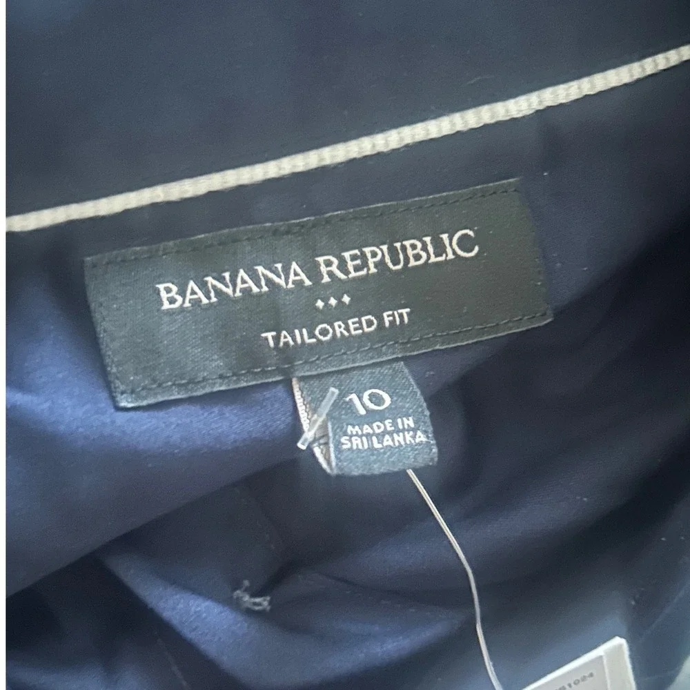 Banana Republic Mens‎ Non Iron Tailored Fit Navy Button Down Dress Shirt Size 10